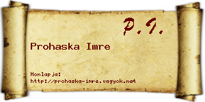 Prohaska Imre névjegykártya